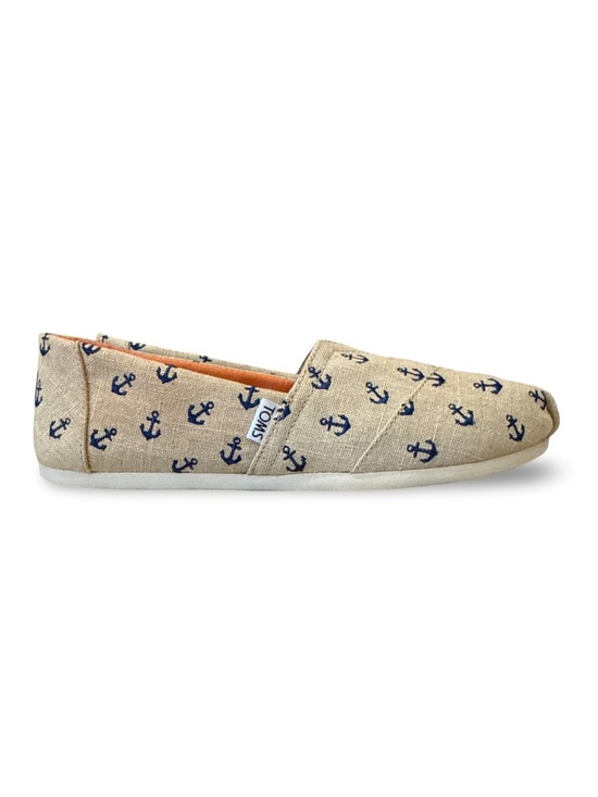 Toms Shoes - Toms Classic Anchor Nautical Flat Slip-On Canvas Shoes Women’s Size 8.5